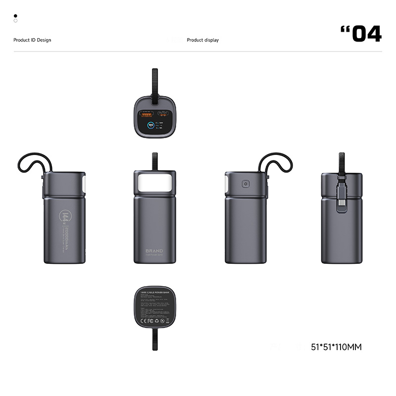 ESC-X021 100W 20,000mAh Power Bank with TFT Display & Retractable Cable